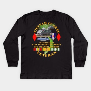 Vietnam Combat Vet - 1st Battalion, 61st  Infantry - 5th Infantry Division - APCs Kids Long Sleeve T-Shirt